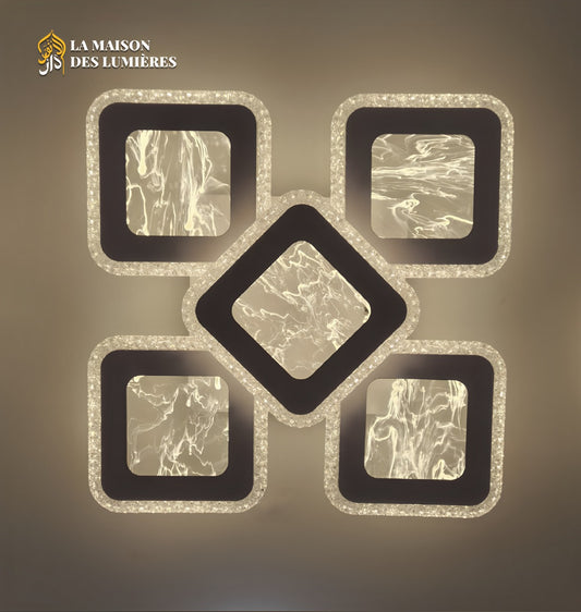 Plafonnier LED Design Géométrique Cristal – Carrés Lumineux
