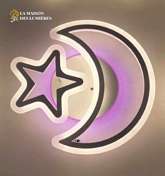 Plafonnier LED Lune & Étoile – Éclairage Doux et Magique