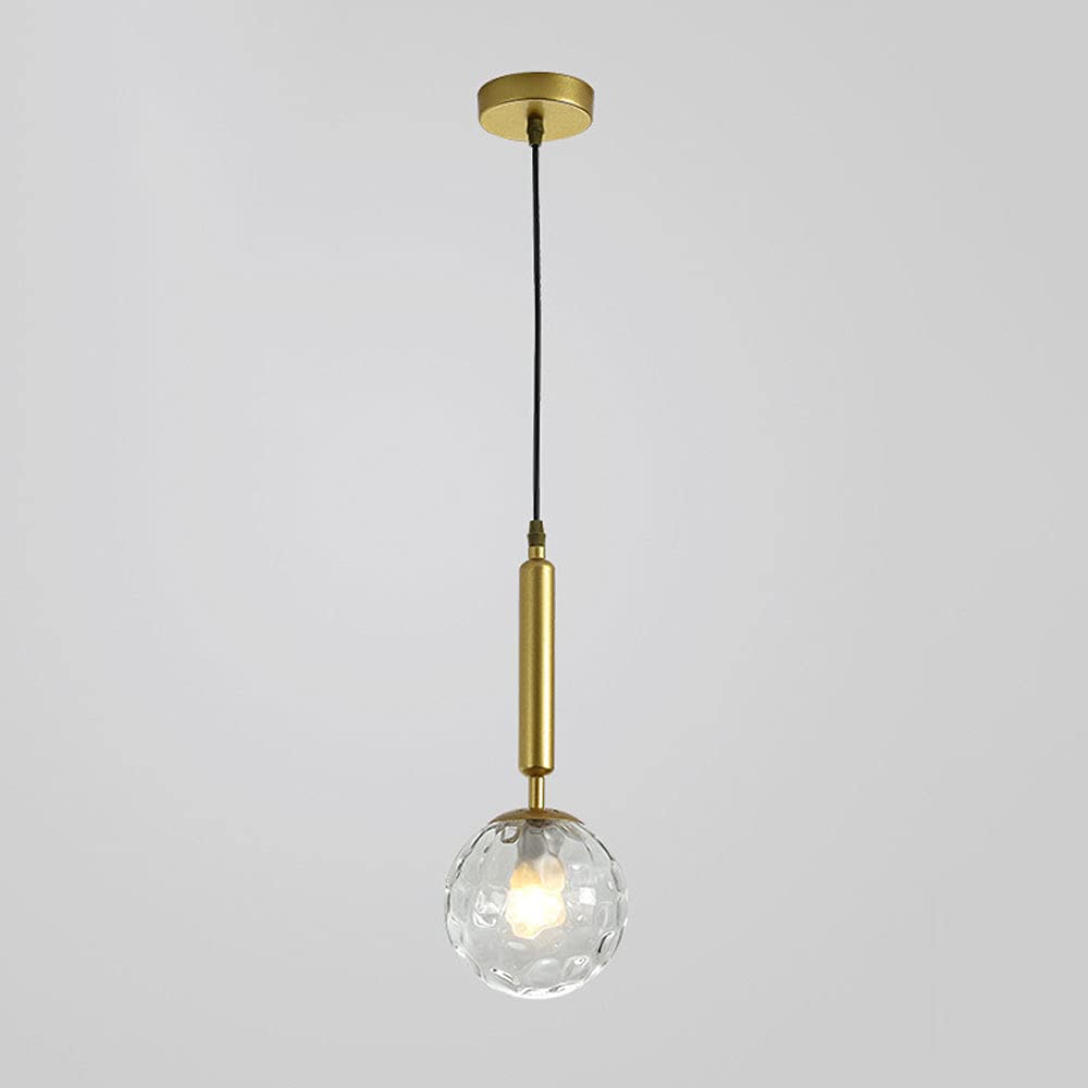 Suspension Élégante – Laiton Doré et Globe en Verre Martelé
