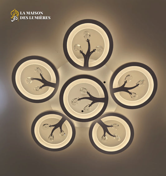 Plafonnier LED Design Floral – Branches & Cristaux Éclatants