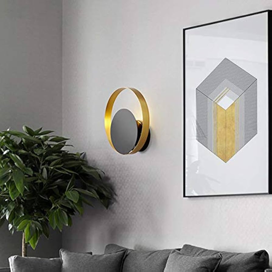 Applique Murale Design Cercle Noir & Doré – Élégance moderne