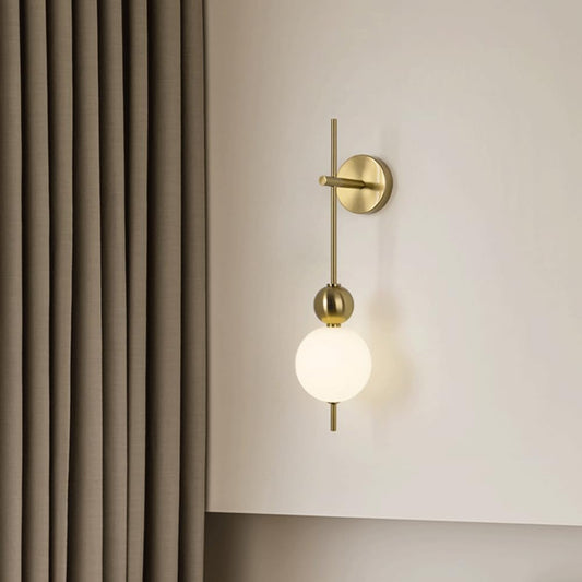 Applique Murale Design Globe – Laiton & Verre Opale