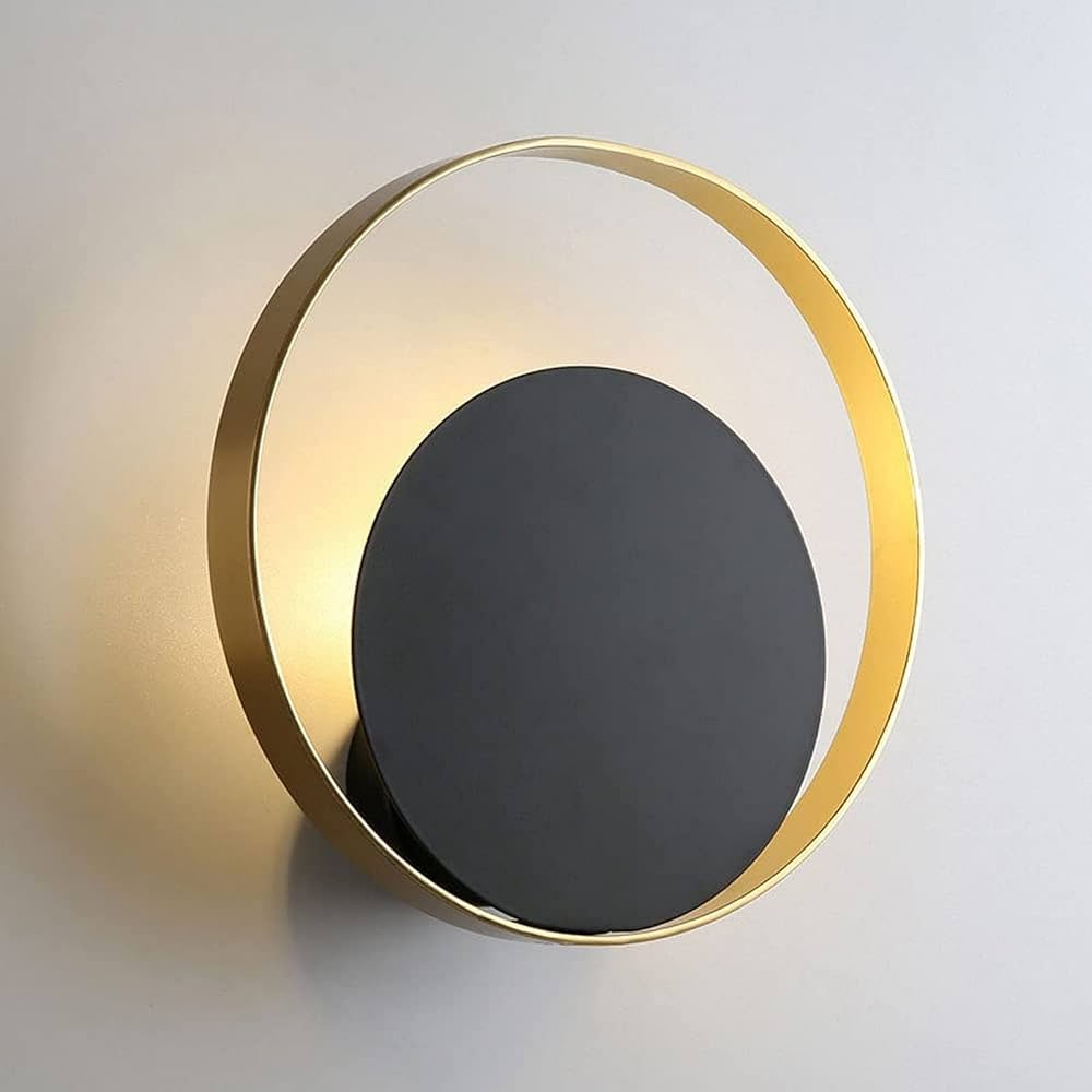 Applique Murale Design Cercle Noir & Doré – Élégance moderne