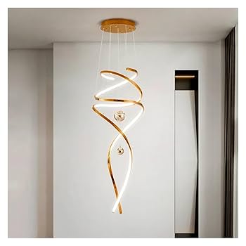 Lustre moderne LED spiral doré