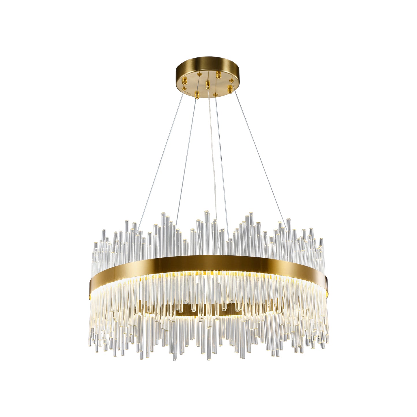 Lustre moderne cercle doré avec pampilles en cristal