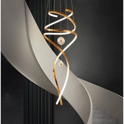 Lustre moderne LED spiral doré