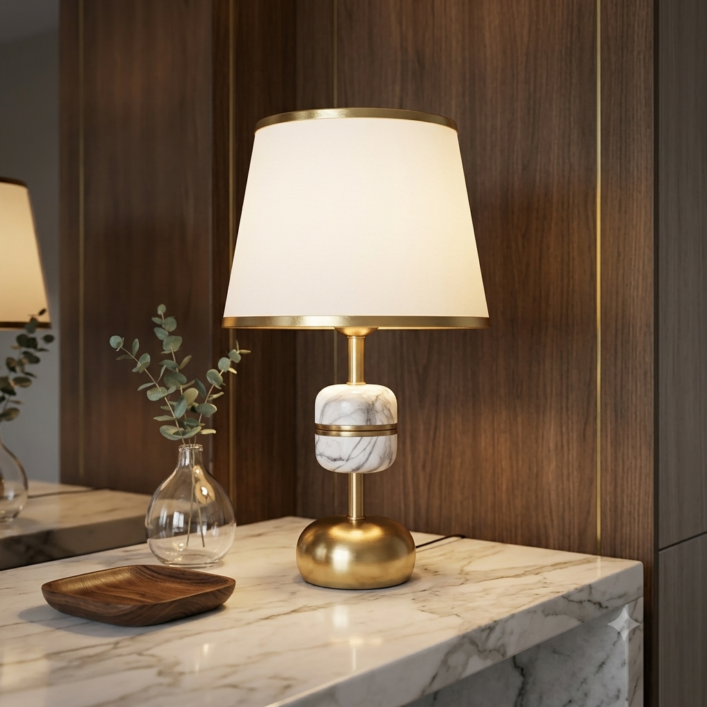 Lampe de Table Luxe Marbre & Or – Élégance Intemporelle