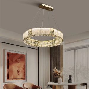 Lustre Rond en Cristal – Cercle Lumineux d’Élégance
