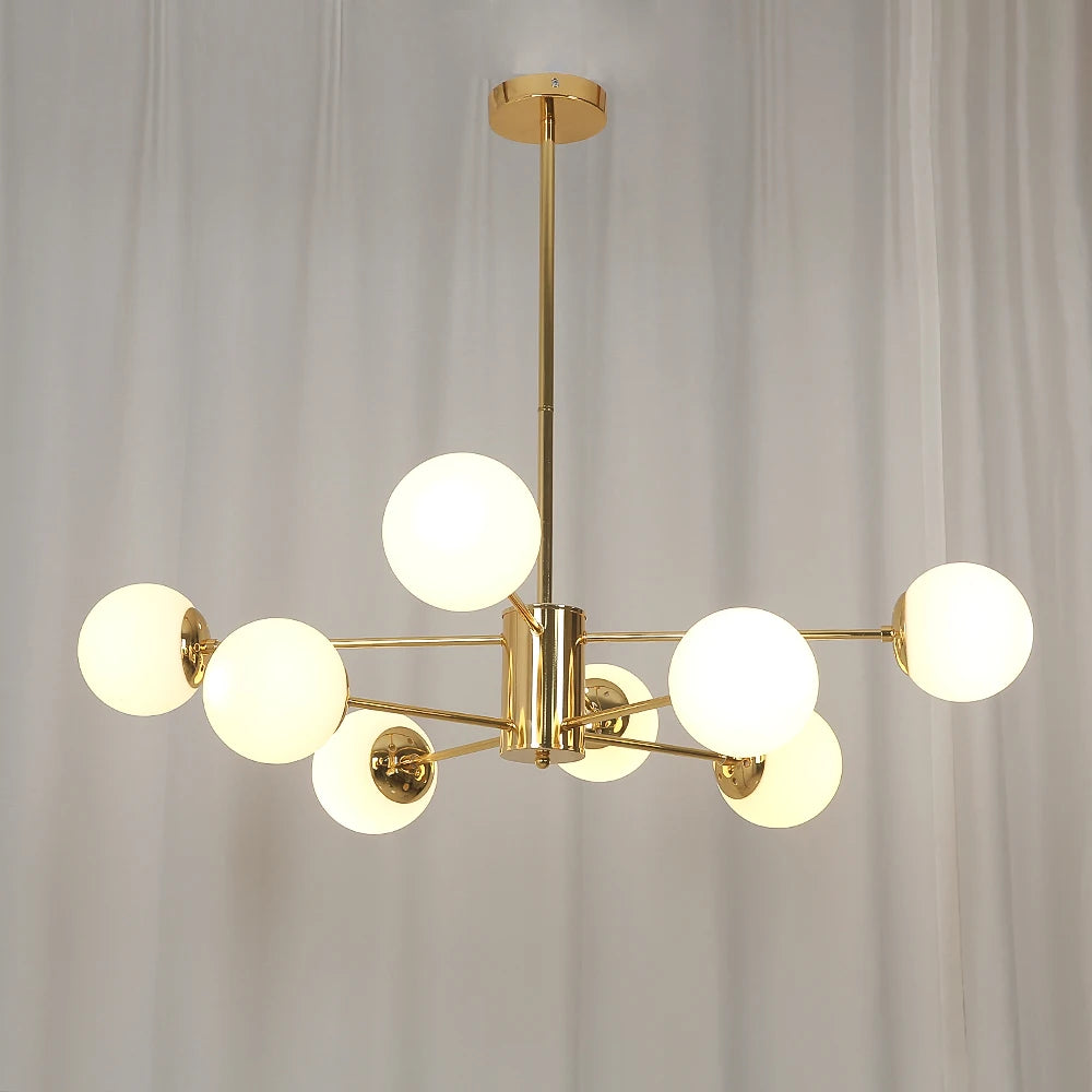 Lustre Moderne à Globes Dorés