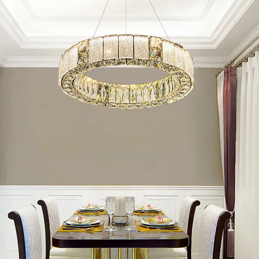 Lustre Rond en Cristal – Cercle Lumineux d’Élégance