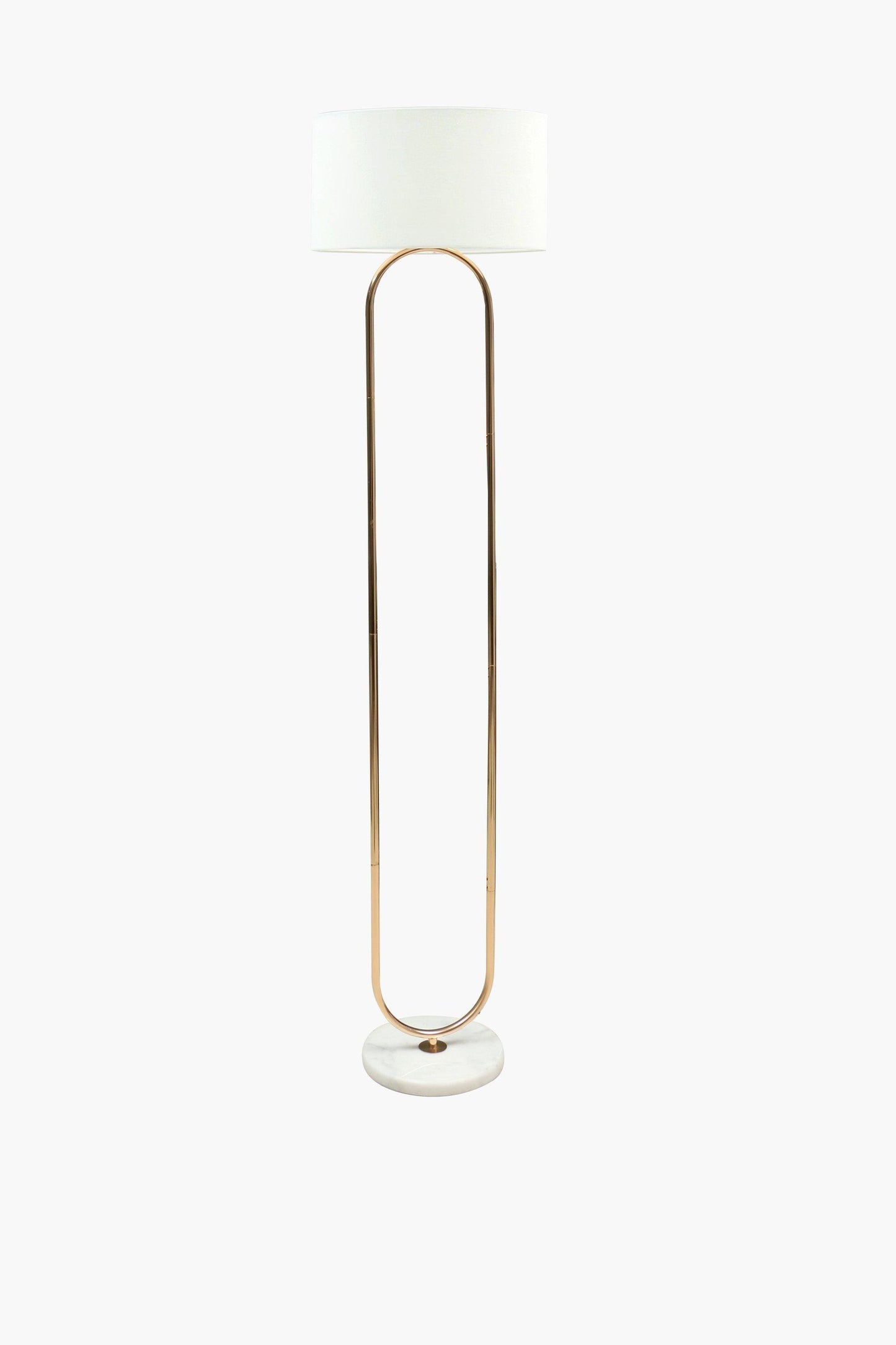 Lampadaire moderne doré avec abat-jour blanc