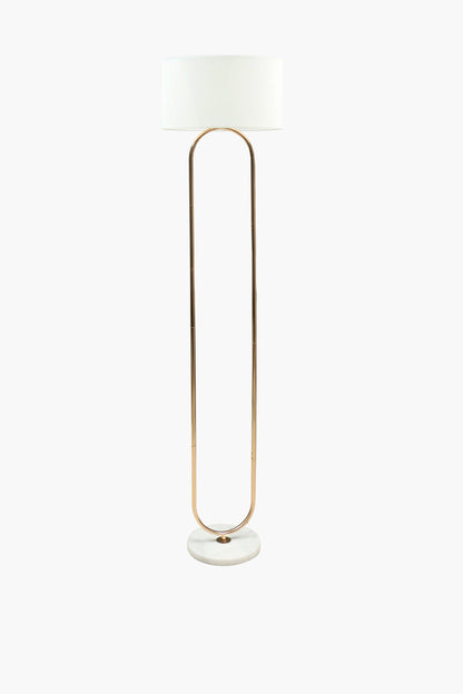 Lampadaire moderne doré avec abat-jour blanc