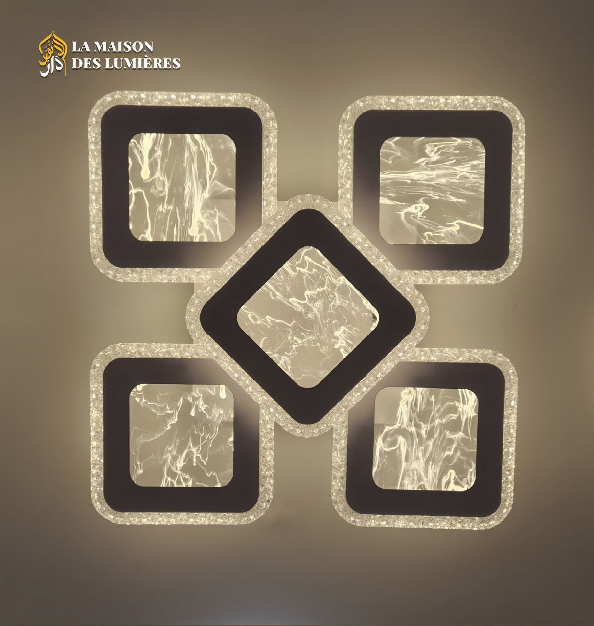 Plafonnier LED Design Géométrique Cristal – Carrés Lumineux