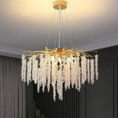 Lustre en Cristal Design Branche Dorée