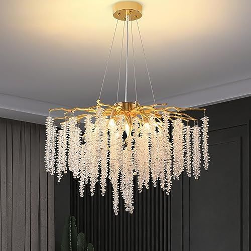 Lustre en Cristal Design Branche Dorée