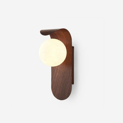 Applique Murale LED Moderne en Bois et Verre Opalin