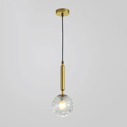 Suspension Élégante – Laiton Doré et Globe en Verre Martelé