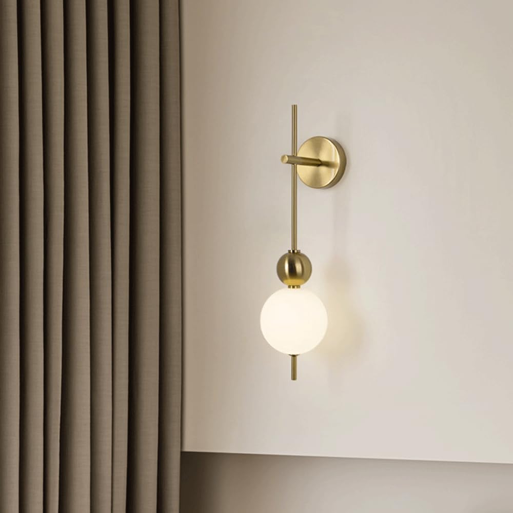 Applique Murale Design Globe – Laiton & Verre Opale