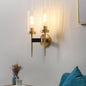 Applique Murale Double en Métal Doré et Verre Strié