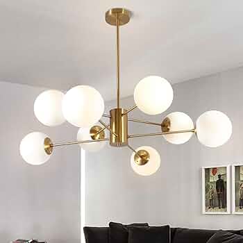Lustre Moderne à Globes Dorés