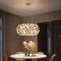 Lustre Rond en Cristal Design Floral Doré