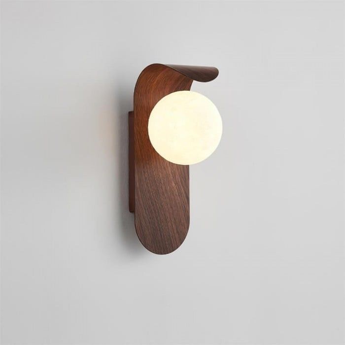Applique Murale LED Moderne en Bois et Verre Opalin