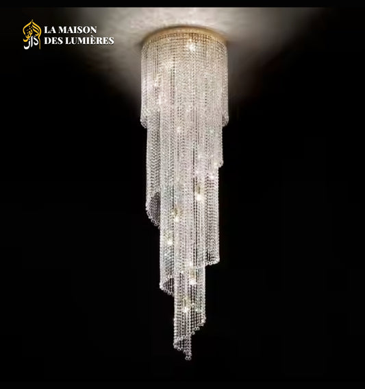 Lustre Cascade Cristal – Design de Luxe