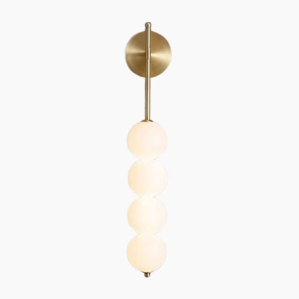 Applique Murale Design Doré avec Boules en Verre Opalin – Style Contemporain