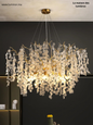 Lustre Feuillage Cristal & Doré – Élégance Naturelle