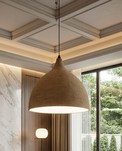 Large Woven Rope Pendant Light (Jute Dome Pendant)