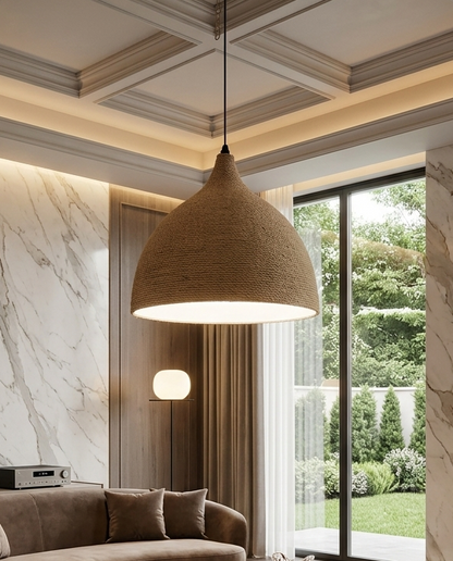 Large Woven Rope Pendant Light (Jute Dome Pendant)