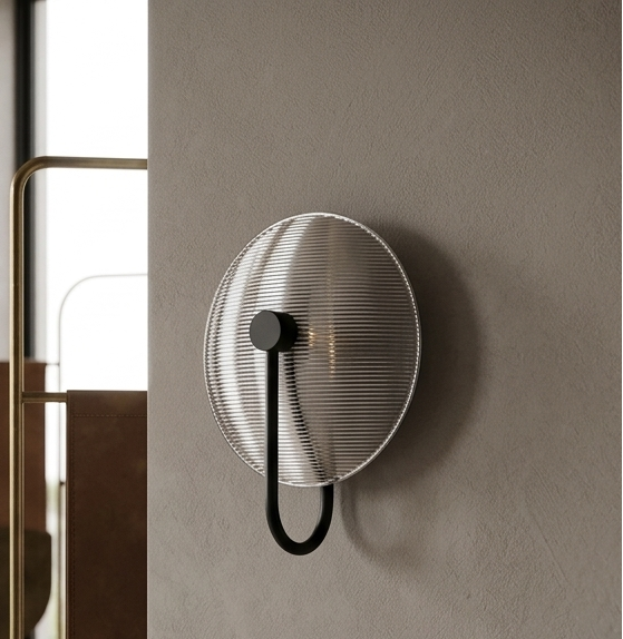 Applique murale circulaire LUMINAE Ribbed Disc ou Applique murale en verre cannelé