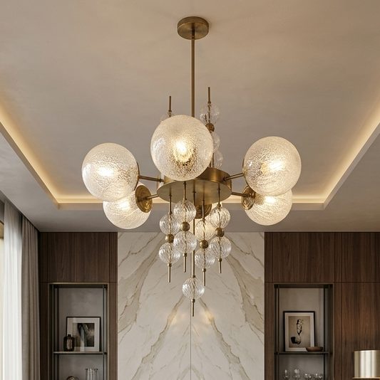 Lustre Éclat Doré en Verre Opalin