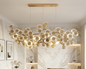 Lustre LED Artistique en Cristal Doré – Design Organique
