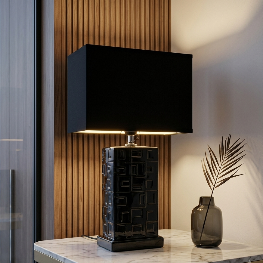 Lampe de Table Moderne Noire – Design Géométrique