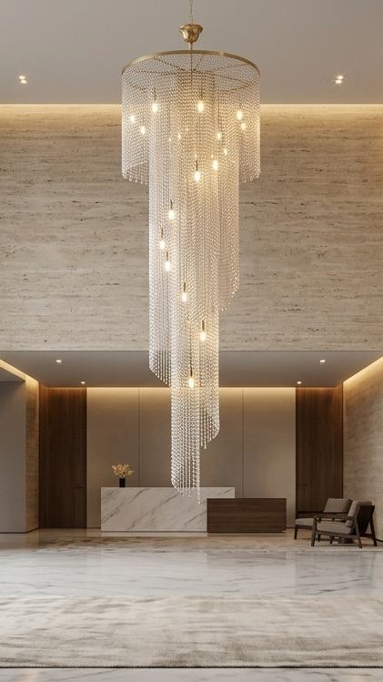 Lustre Cascade Cristal – Design de Luxe