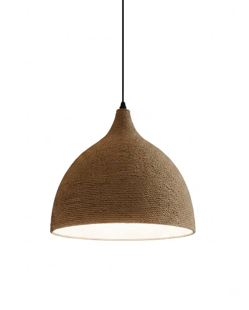 Large Woven Rope Pendant Light (Jute Dome Pendant)
