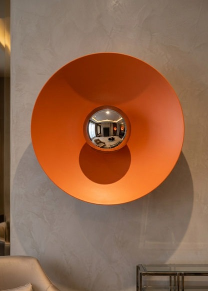 Applique murale design "Halo" cuivrée avec miroir central
