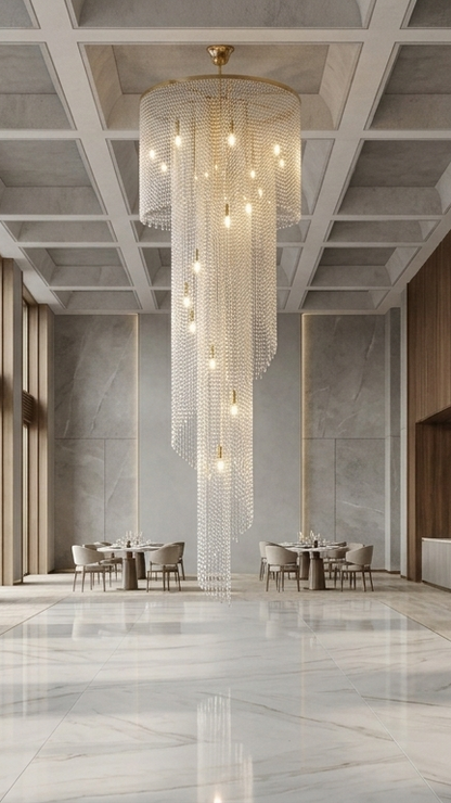 Lustre Cascade Cristal – Design de Luxe