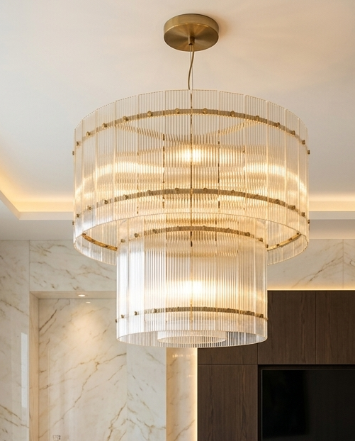 Lustre LED Circulaire en Cristal – Design Luxe Doré