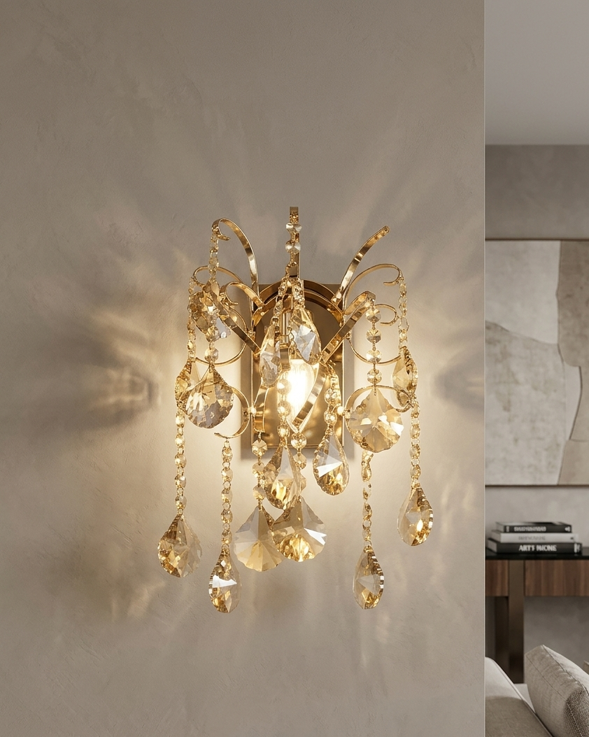 Applique murale cristal royale dorée
