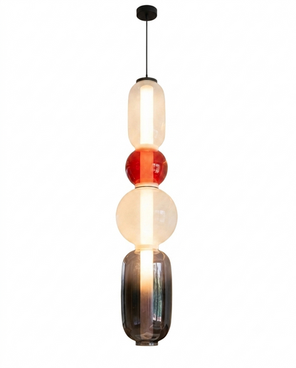 Suspension Moderne 4 Globes Verre Coloré
