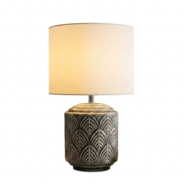 Lampe de table en céramique avec abat-jour en tissu