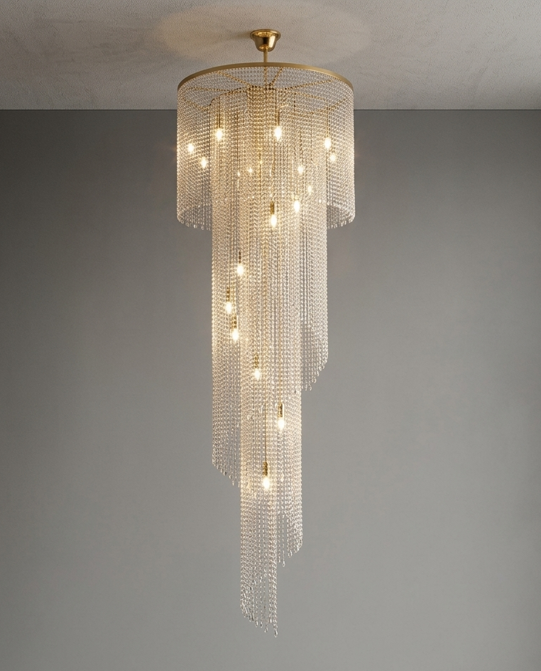 Lustre Cascade Cristal – Design de Luxe