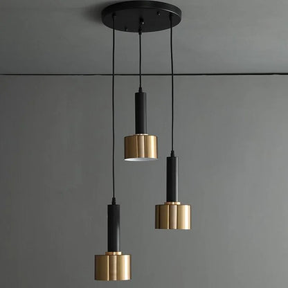 Suspension moderne 3 lumières noir et or