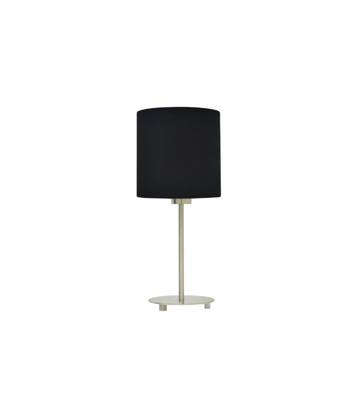 Lampe à Poser Carony – Finition Nickel Satiné et Abat-jour Noir