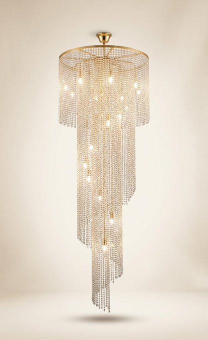 Lustre Cascade Cristal – Design de Luxe