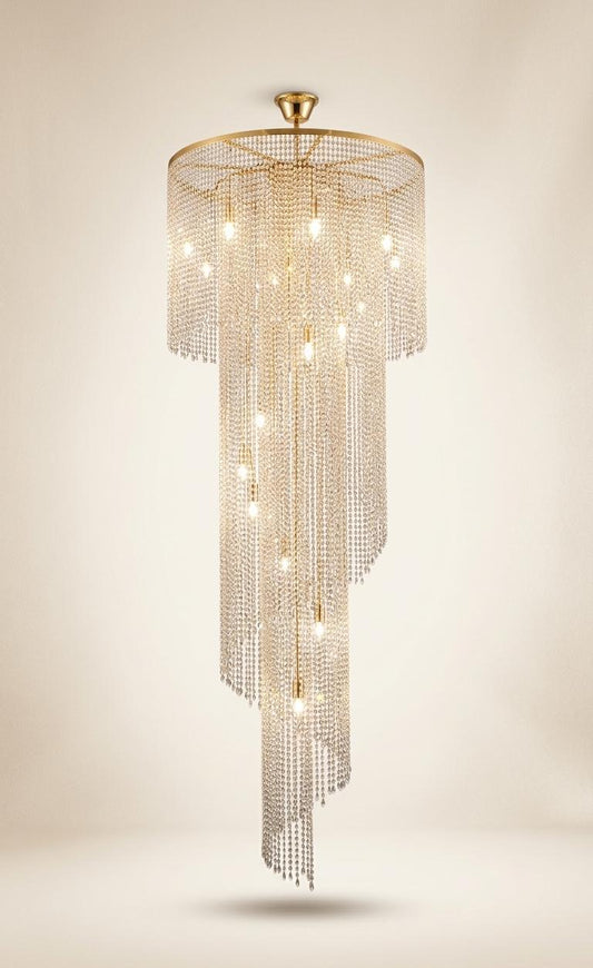 Lustre Cascade Cristal – Design de Luxe