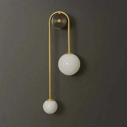 Applique Murale Design Dorée à Deux Boules en Verre