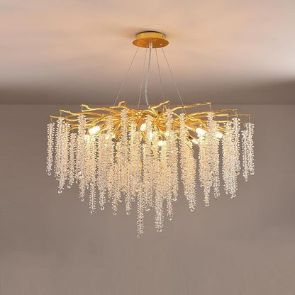 Lustre en Cristal Design Branche Dorée